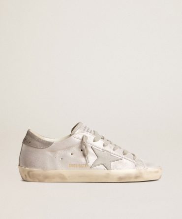 Super-Star sneakers in gray-white glitter-effect leather with leather star