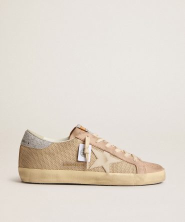Super-Star LTD in white mesh and pink nubuck with Swarovski crystals heel tab