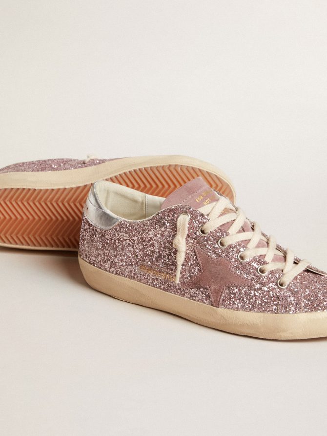 Super-Star LTD in glitter with suede star and silver heel tab - Image 4