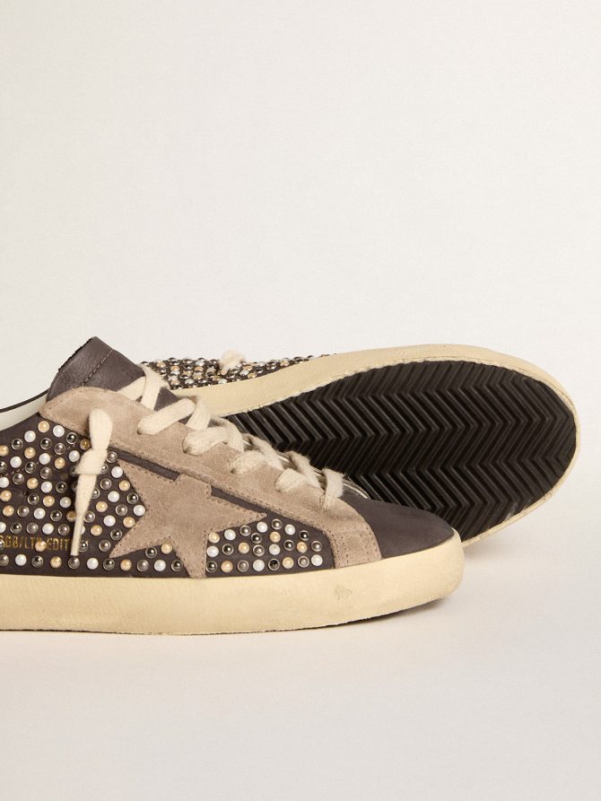 Super-Star LTD in gray nubuck with Swarovski pearls and suede star - Image 3