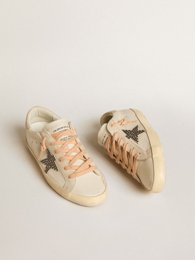 Super-Star LTD in leather with beige suede star with Swarovski studs - Image 2