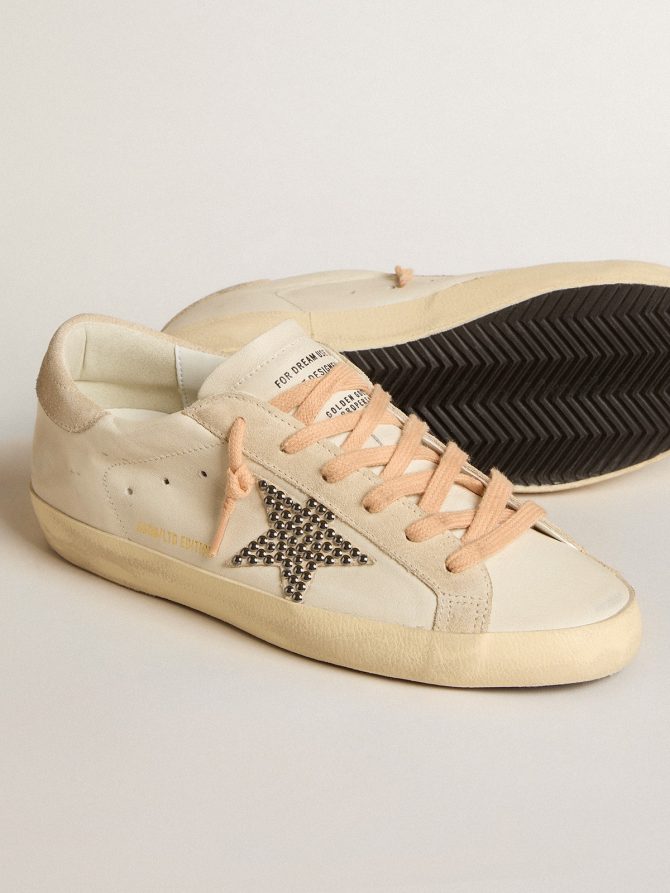 Super-Star LTD in leather with beige suede star with Swarovski studs - Image 4