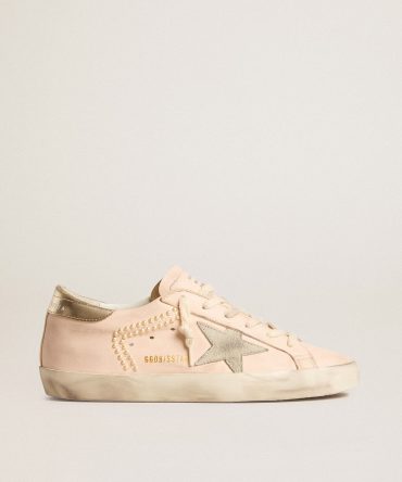Women’s Super-Star in pink nappa with ice-gray star and platinum heel tab