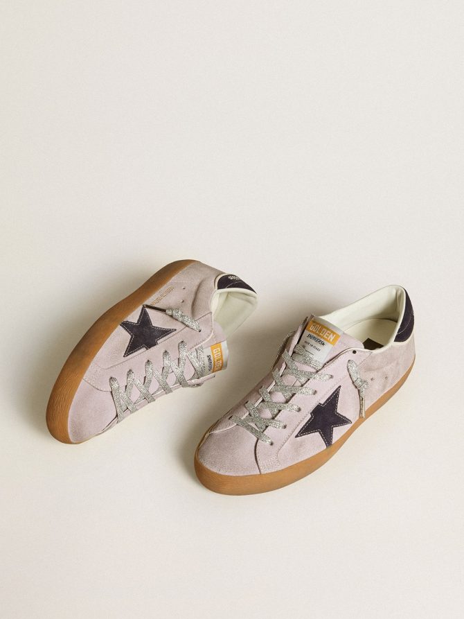 Women’s Super-Star LTD in lilac suede with midnight blue suede star and heel tab - Image 2