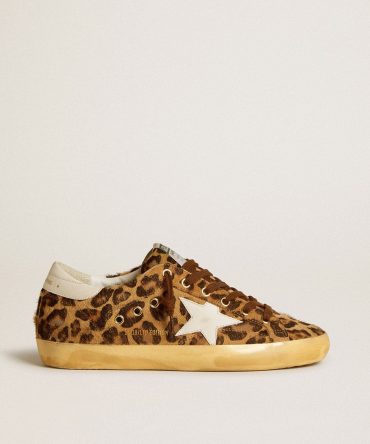 Women’s Super-Star LTD in leopard-print pony skin with leather star and heel tab