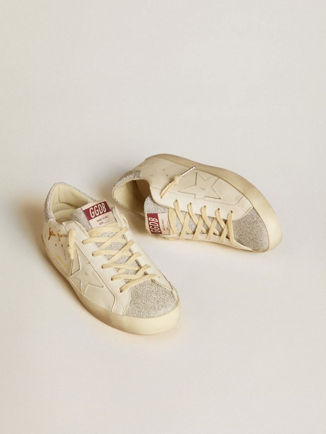 Women’s Super-Star LTD in white leather with Swarovski micro-crystal inserts - Image 2