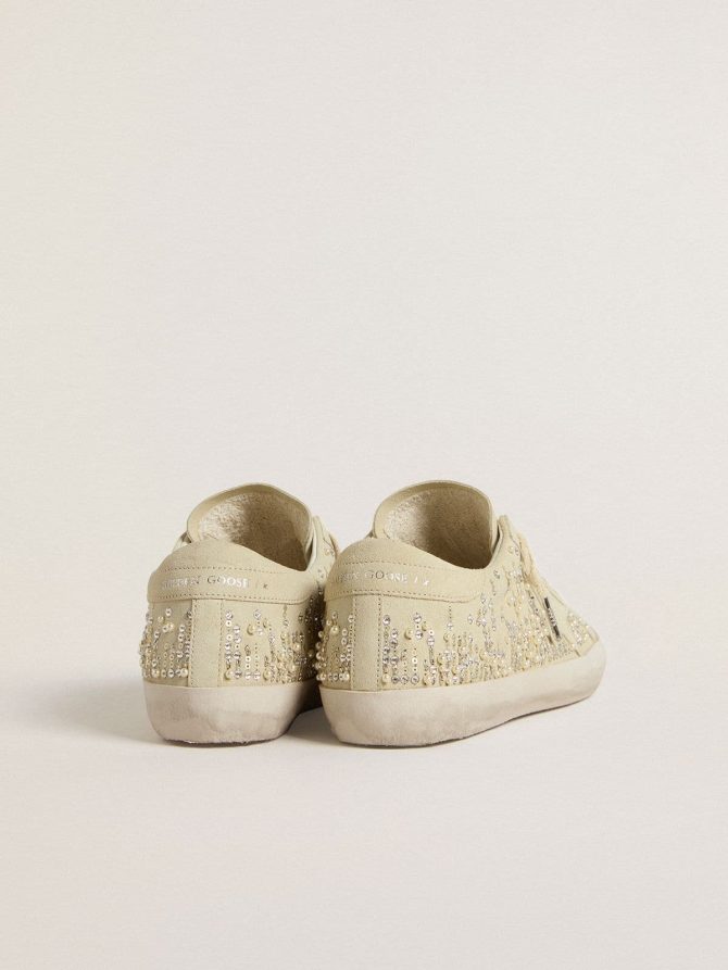 Women’s Super-Star in beige suede with pearls and Swarovski crystals - Image 4