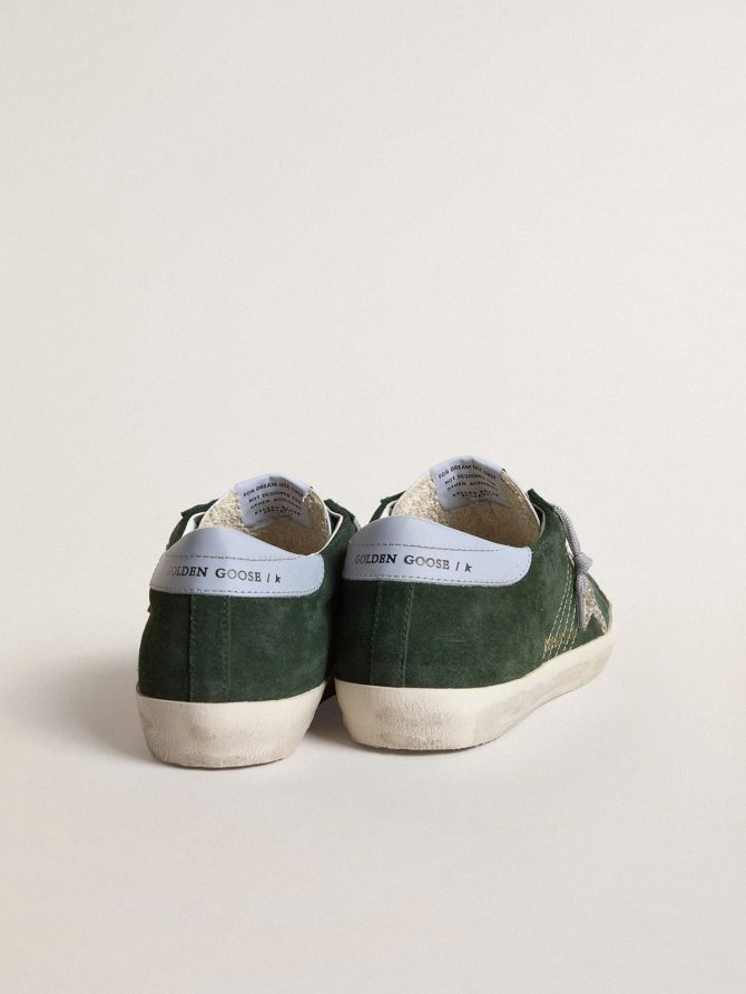 Super-Star in green suede, silver glitter star and leather heel tab - Image 4