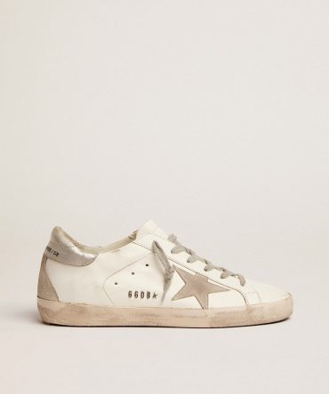 Women’s Super-Star with silver heel tab and metal stud lettering