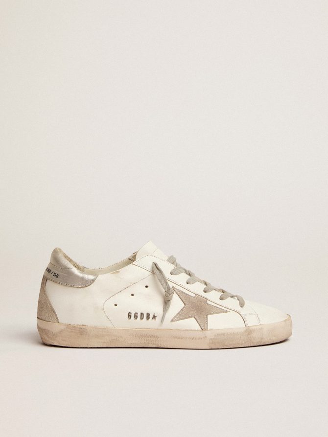 Women’s Super-Star with silver heel tab and metal stud lettering