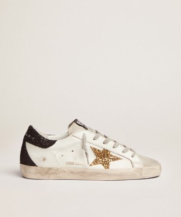 Women’s Super-Star in nappa leather with gold glitter star and black glitter heel tab