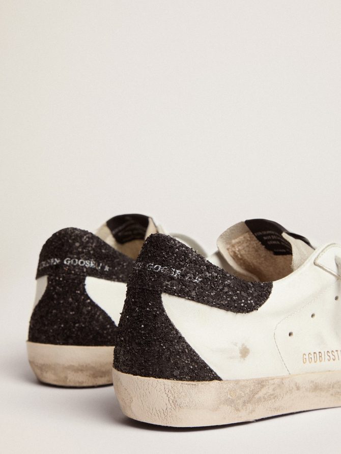 Women’s Super-Star in nappa leather with gold glitter star and black glitter heel tab - Image 4