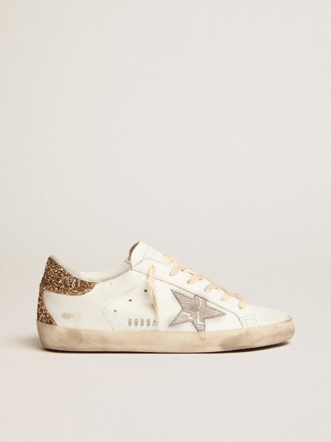 Women’s Super-Star with silver leather star and snake print