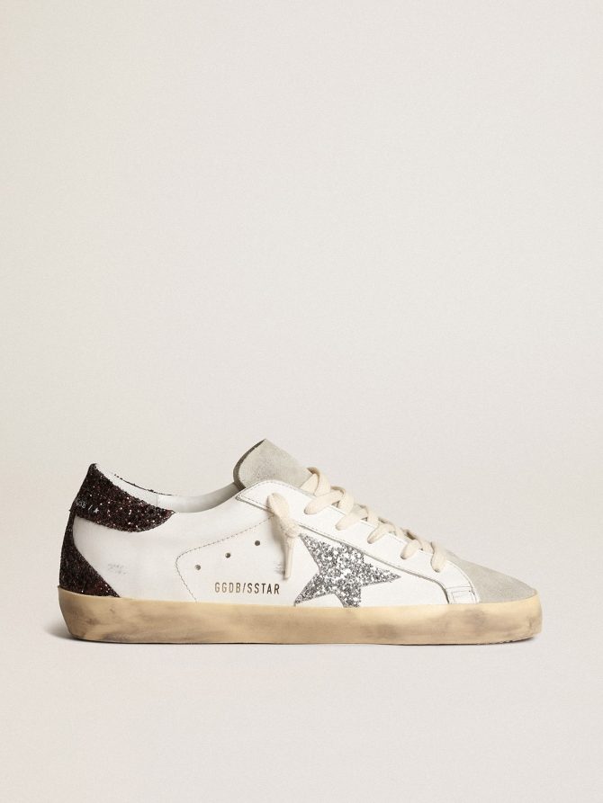 Women’s Super-Star with silver star and brown glitter heel tab
