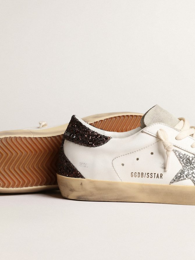 Women’s Super-Star with silver star and brown glitter heel tab - Image 4