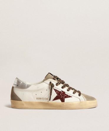 Super-Star with burgundy glitter star and silver heel tab