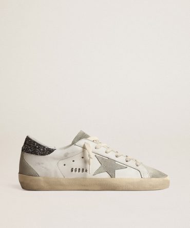 Women’s Super-Star with gray star and dark gray glitter heel tab