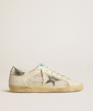 Super-Star in white leather and suede with silver and gold leather star