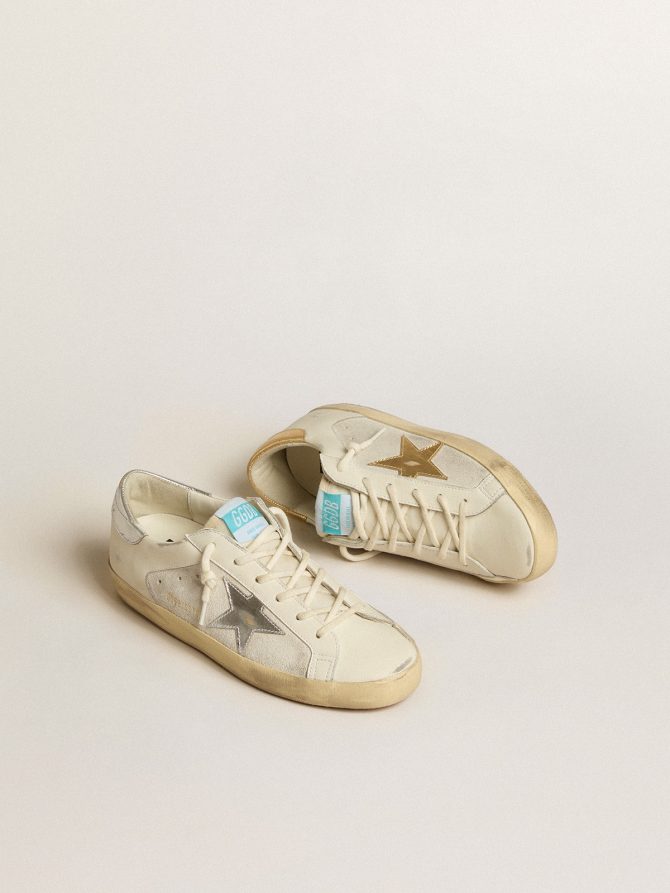 Super-Star in white leather and suede with silver and gold leather star - Image 2