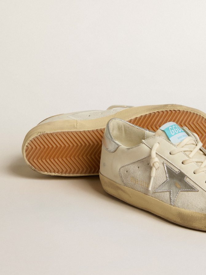 Super-Star in white leather and suede with silver and gold leather star - Image 3