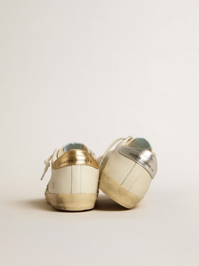 Super-Star in white leather and suede with silver and gold leather star - Image 4