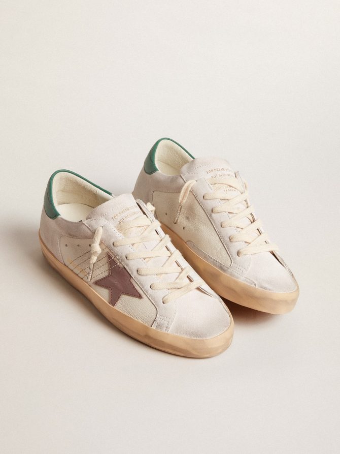 Super-Star LTD in suede with pink leather star and green heel tab - Image 2