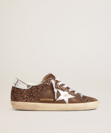 Women’s Super-Star LTD in brown glitter and suede with leather star and heel tab