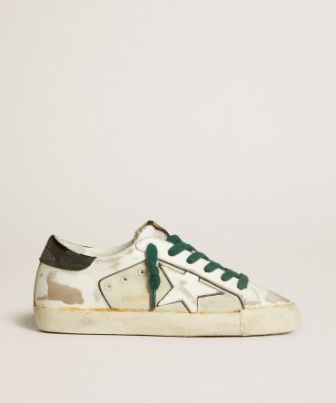 Women’s Super-Star LAB in white leather with white star and black heel tab