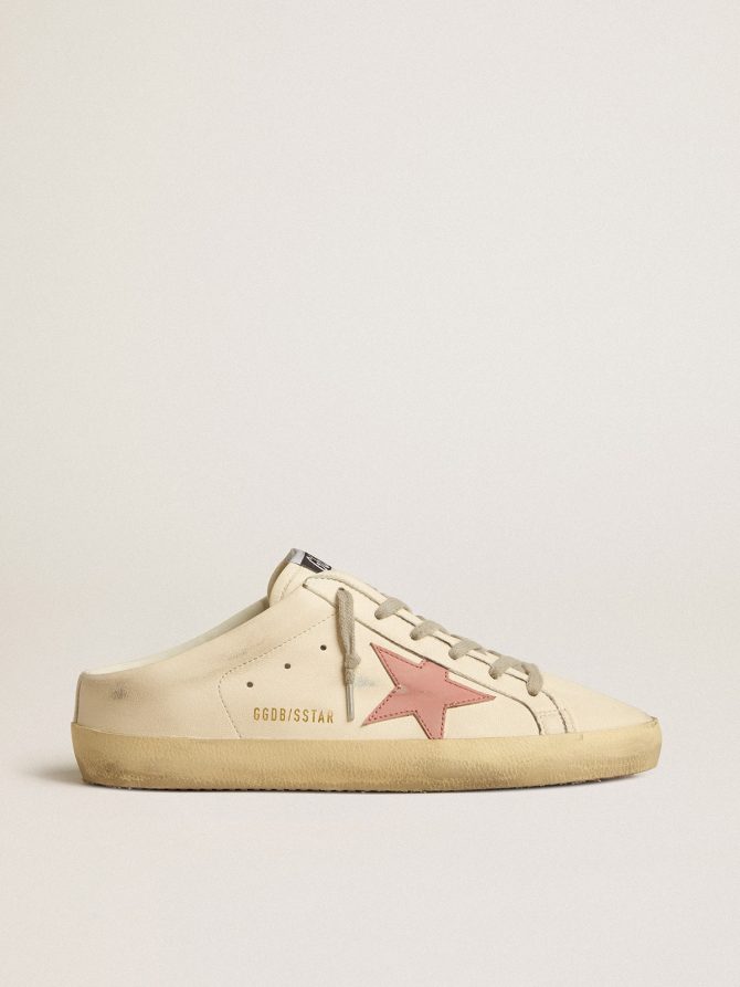 Women’s Super-Star Sabots in nappa with pink leather star