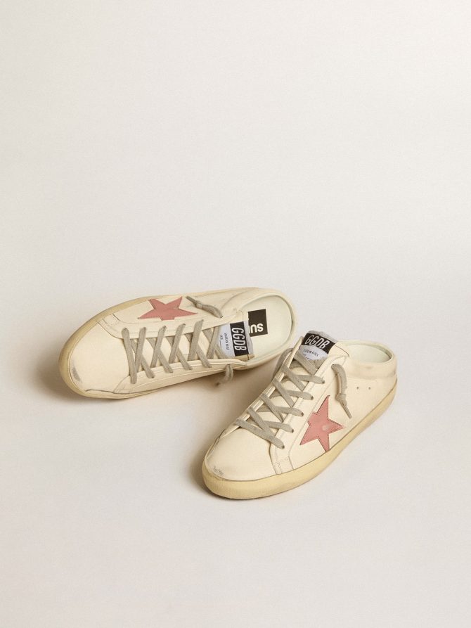 Women’s Super-Star Sabots in nappa with pink leather star - Image 2