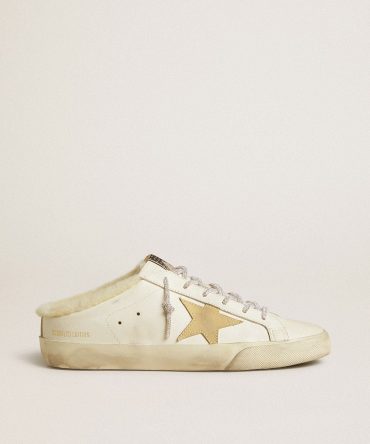 Women’s Super-Star Sabots with gold suede star and shearling lining