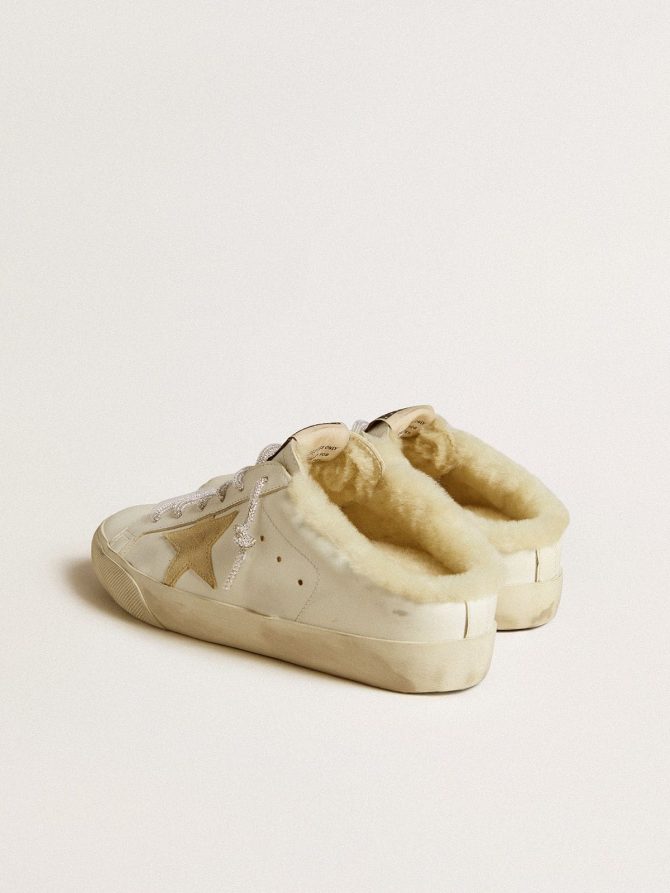 Women’s Super-Star Sabots with gold suede star and shearling lining - Image 4