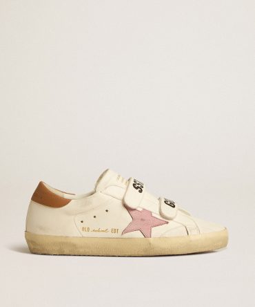Old School in nappa leather with pink leather star and beige shearling lining