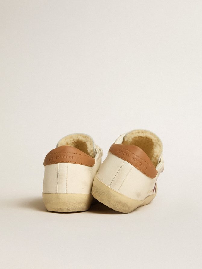 Old School in nappa leather with pink leather star and beige shearling lining - Image 4