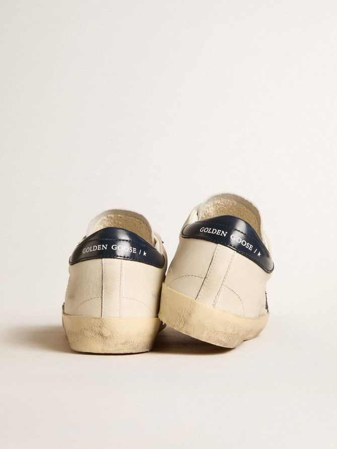 Women’s Old School in leather with blue glitter star and blue leather heel tab - Image 4