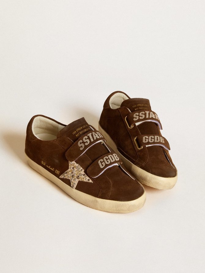 Women’s Old School in brown suede with beige suede star with studs and pearls - Image 2