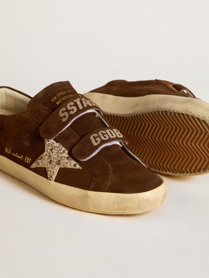 Women’s Old School in brown suede with beige suede star with studs and pearls - Image 3