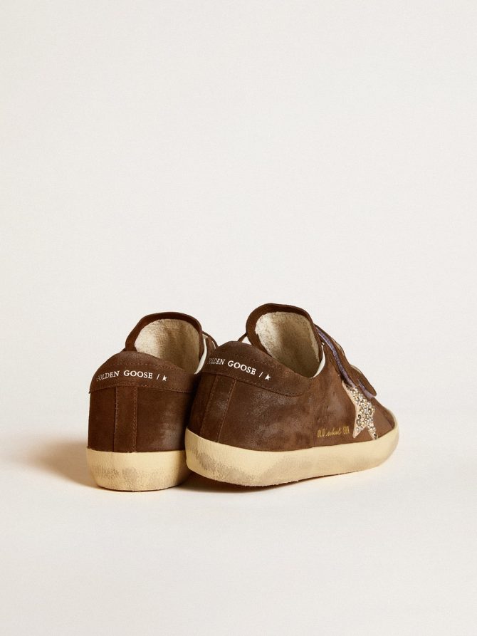 Women’s Old School in brown suede with beige suede star with studs and pearls - Image 4