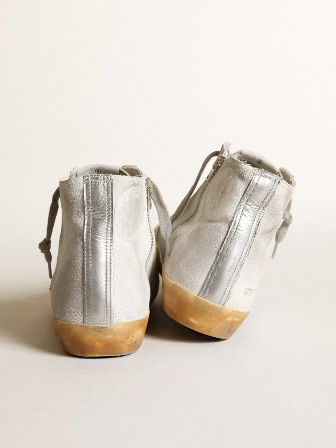 Women’s Francy in white suede with black leather star and silver Swarovski crystal tongue - Image 4