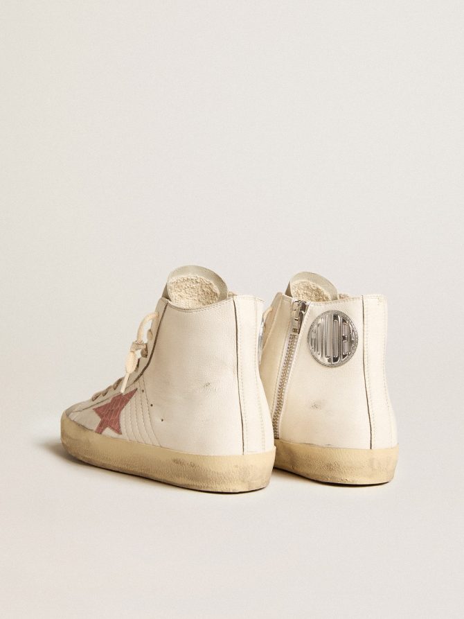 Francy in cream nappa with pink crocodile-print leather star - Image 4