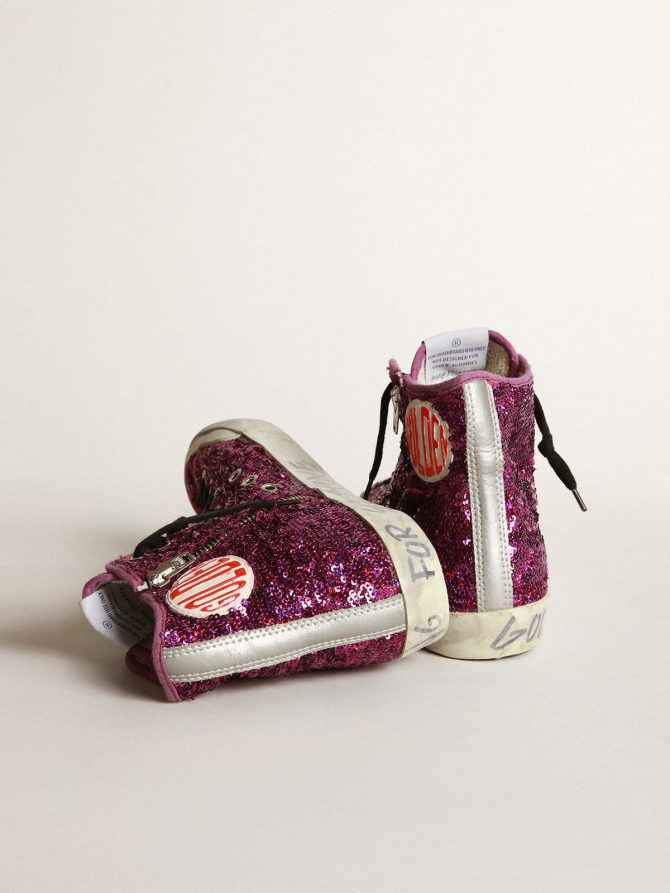 Francy sneakers with sequins and handwritten lettering on the outsole - Image 4