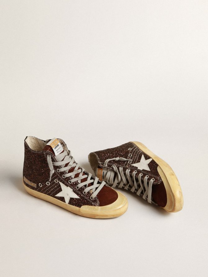 Francy Penstar in brown glitter with white leather star - Image 2
