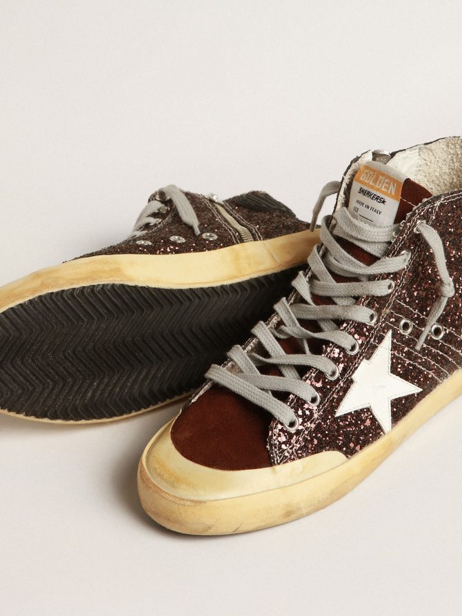 Francy Penstar in brown glitter with white leather star - Image 4