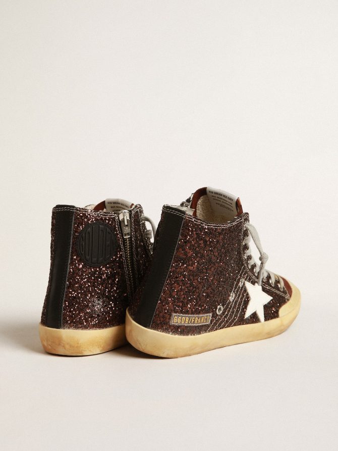 Francy Penstar in brown glitter with white leather star - Image 5