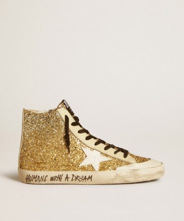 Francy Penstar in gold glitter with white leather star