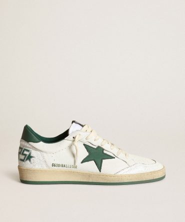 Women’s Ball Star in white nappa leather with green leather star and heel tab