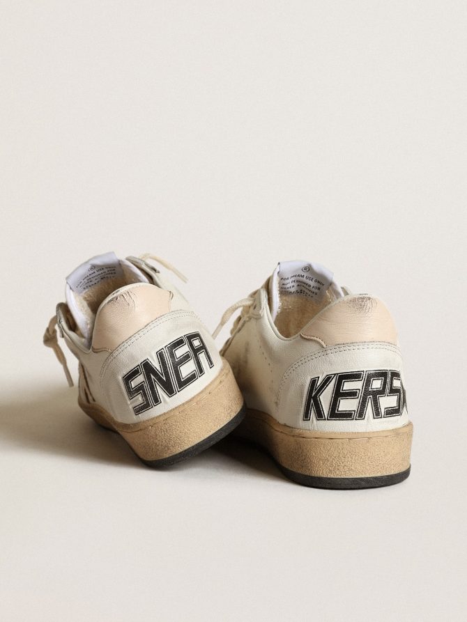 Ball Star LTD in white nappa with a salmon-pink nappa star - Image 4