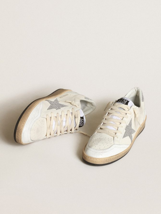 White Ball Star with a Swarovski crystal star and heel tab - Image 2