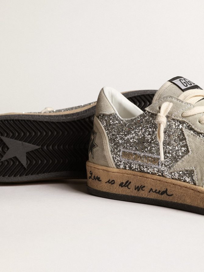 Women’s Ball Star in silver glitter with ice-gray suede inserts - Image 4