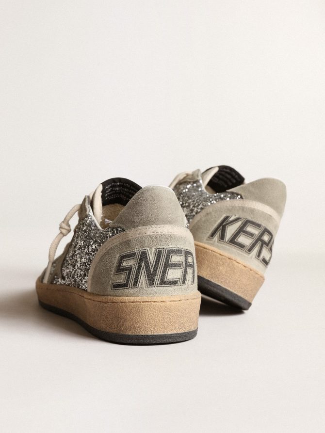 Women’s Ball Star in silver glitter with ice-gray suede inserts - Image 5
